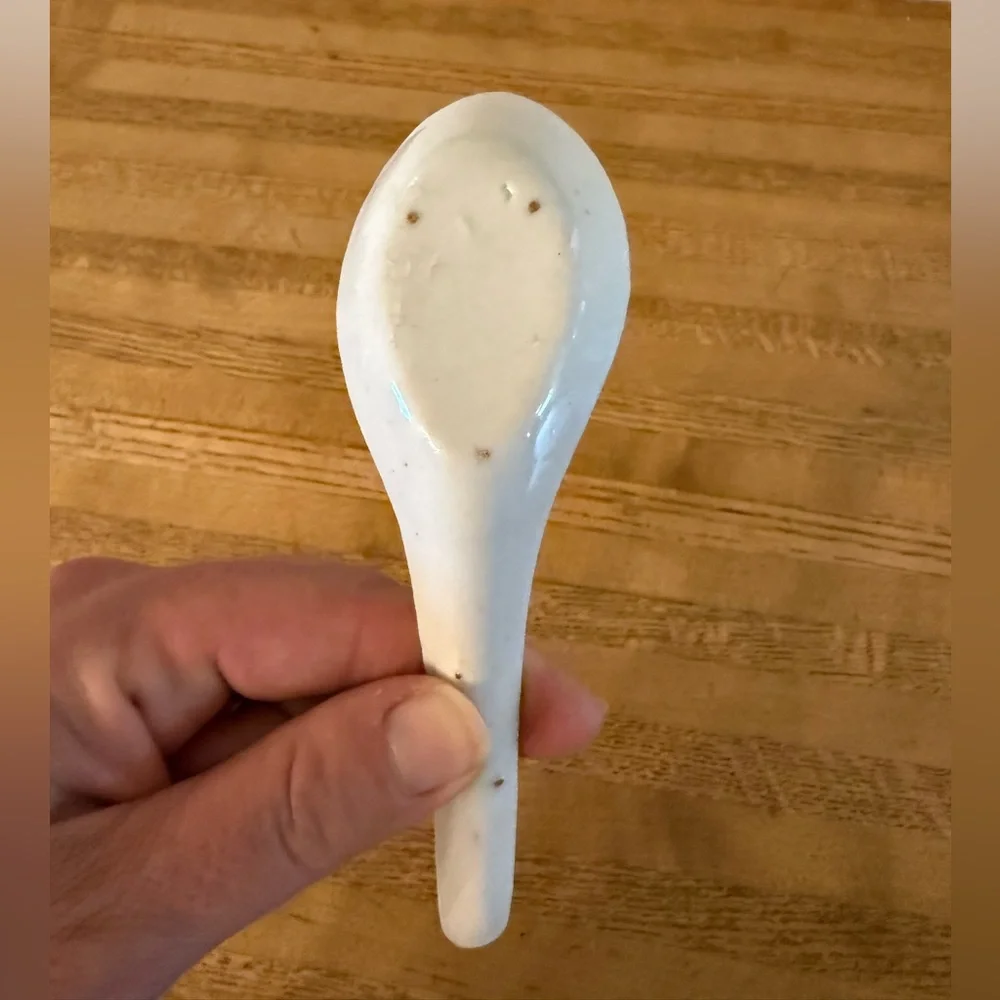 Porcelain Chinese Vintage Hand Painted Floral Soup Spoon